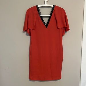 Maje Orange Robe Cape Dress